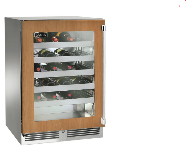 Perlick 24" Signature Series Built-In Wine Cooler with 45 Bottle Capacity Single Zone with Glass Door in Panel Ready - HP24WM-4-4L