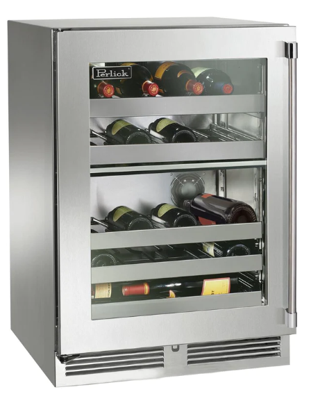 Perlick 24" Signature Series Built-In Wine Cooler with 32 Bottle Capacity Dual Zone with Glass Door in - HP24DM-4-3L