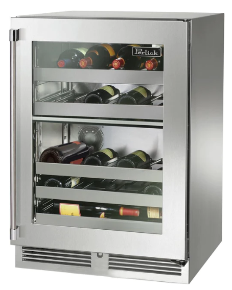 Perlick 24" Signature Series Built-In Wine Cooler with 32 Bottle Capacity Dual Zone with Glass Door in - HP24DM-4-3L