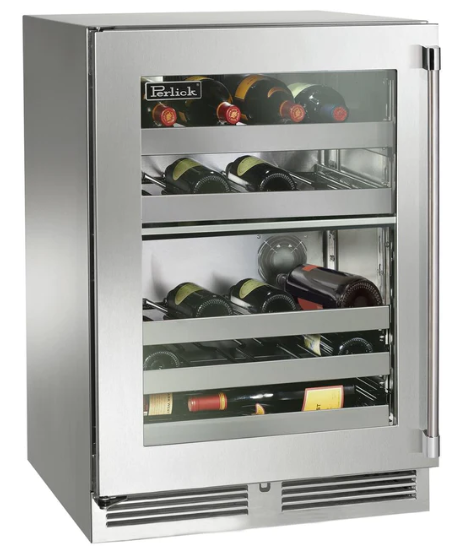Perlick 24" Signature Series Built-In Wine Cooler with 32 Bottle Capacity Dual Zone with Glass Door in - HP24DM-4-3R