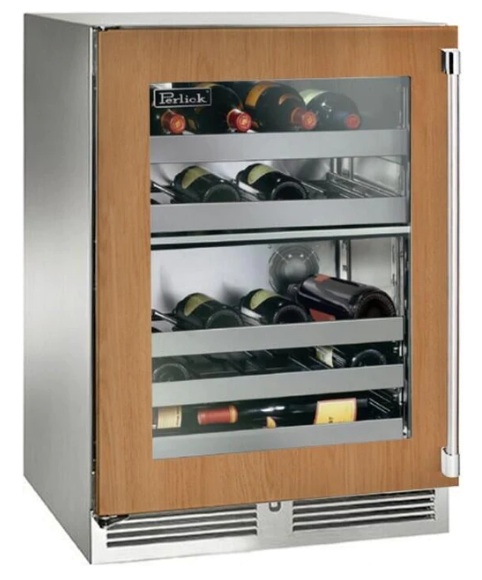 Perlick 24" Signature Series Built-In Wine Cooler with 32 Bottle Capacity Dual Zone with Glass Door in - HP24DM-4-4L