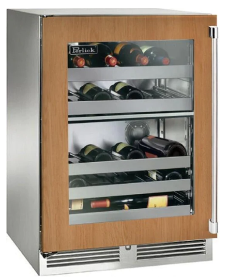 Perlick 24" Signature Series Built-In Wine Cooler with 32 Bottle Capacity Dual Zone with Glass Door in - HP24DM-4-4R