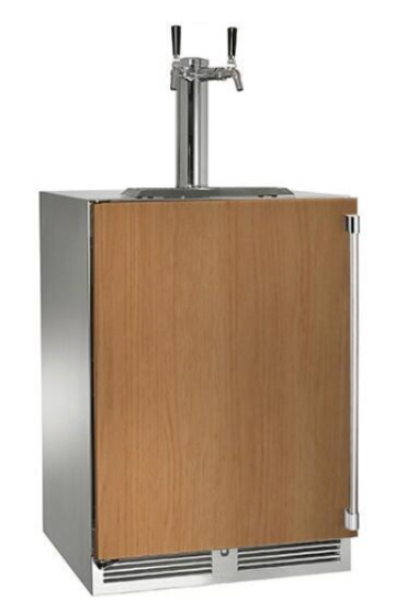 Perlick 24" Signature Series Marine Beer Dispenser with 5.2 cu. ft. Capacity Dual Tap in Panel Ready - HP24TM-4-2L-2