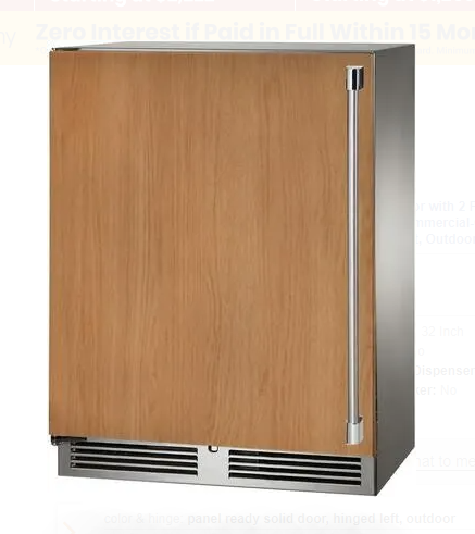 Perlick 18" Deep Signature Series Sottile Outdoor Refrigerator - Solid Wood Overlay Door - Left Hinge - HH24RO-4-2R
