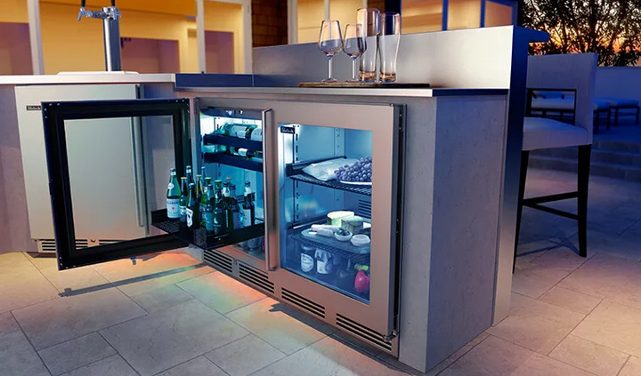 Perlick 18" Deep Signature Series Sottile Outdoor Refrigerator - Solid Wood Overlay Door - Left Hinge - HH24RO-4-2R