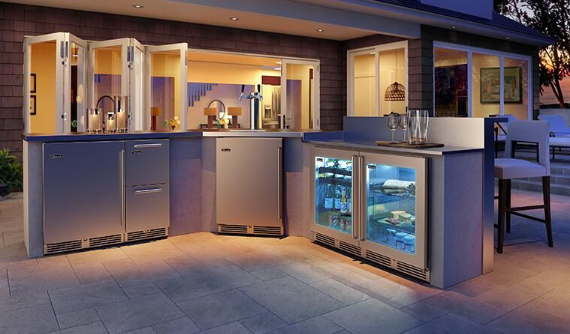 Perlick 18" Depth Signature Series Sottile Outdoor Beverage Center - Solid Stainless Steel Door - Left Hinge - HH24BO-4-1L