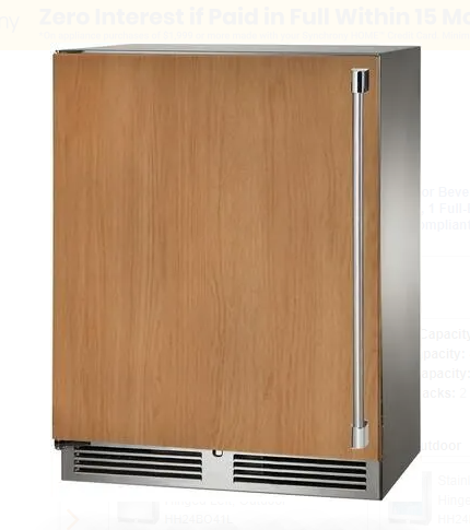 Perlick 18" Depth Signature Series Sottile Outdoor Beverage Center - Solid Wood Overlay Door - Left Hinge - HH24BO-4-2L