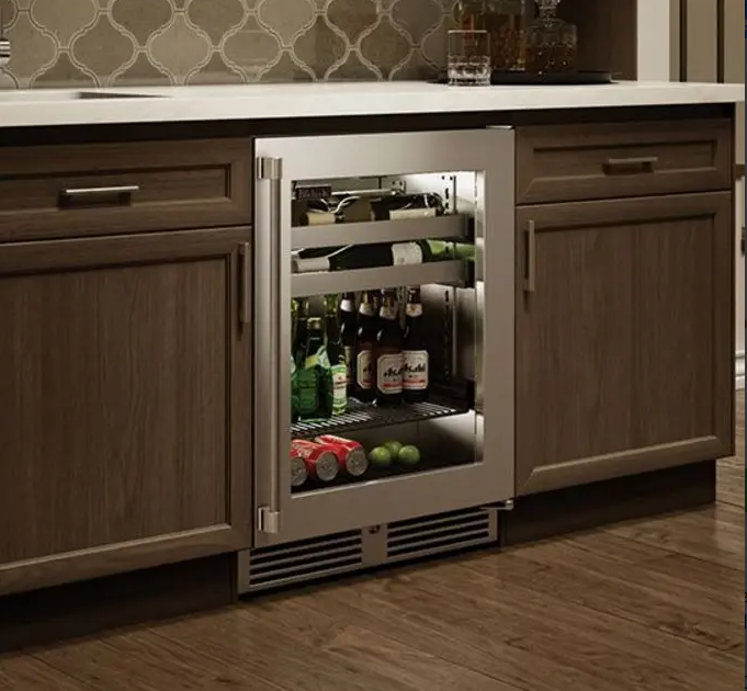 Perlick 18" Depth Signature Series Sottile Outdoor Beverage Center - Stainless Steel Glass Door - Left Hinge - HH24BO-4-3L