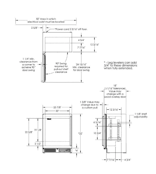 Perlick Signature Series Shallow Depth 18" Depth Outdoor Wine Reserver with Stainless Steel Solid Door, Hinge Right - HH24WO-4-1R