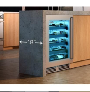 Perlick Signature Series Shallow Depth 18″ Depth Outdoor Wine Reserve with stainless steel glass door, hinge right - HH24WO-4-3R