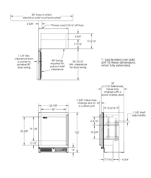 Perlick Signature Series Shallow Depth 18" Depth Outdoor Wine Reserve With Fully With Fully Integrated Panel-ready Glass Door, Hinge Left - HH24WO-4-4L