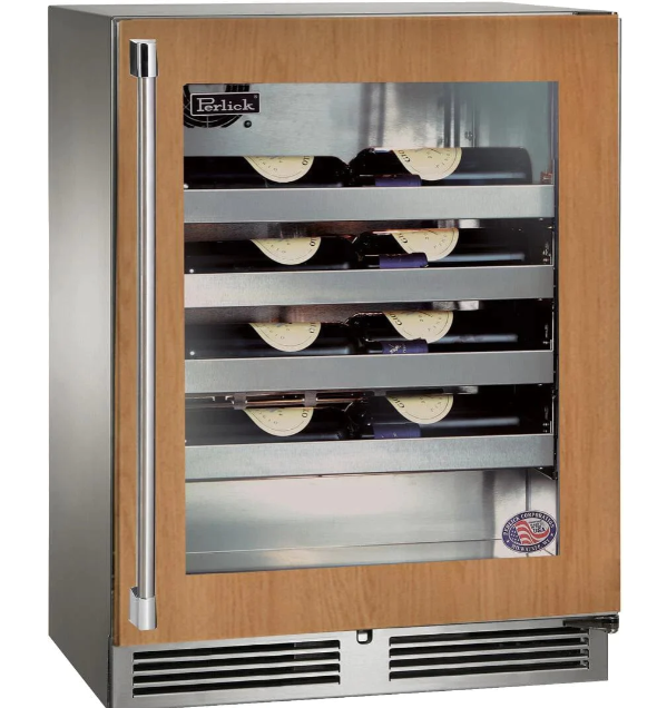 Perlick Signature Series Shallow Depth 18" Depth Outdoor Wine Reserve With Fully With Fully Integrated Panel-ready Glass Door, Hinge Right  - HH24WO-4-4R