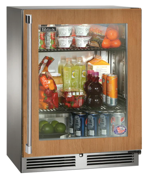 Perlick  Refrigerator, Panel Ready Glass Door 18"Shallow Depth Refrigerator Hinged Left -  HH24RM-4-4L