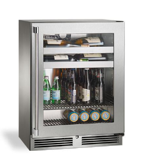 Perlick Signature Series 18"Beverage Center, Stainless Steel Glass Door, Hinged Left - HH24BM-4-3L