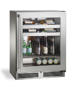 Perlick Signature Series 18"Beverage Center, Stainless Steel Glass Door, Hinged Right - HH24BM-4-3R