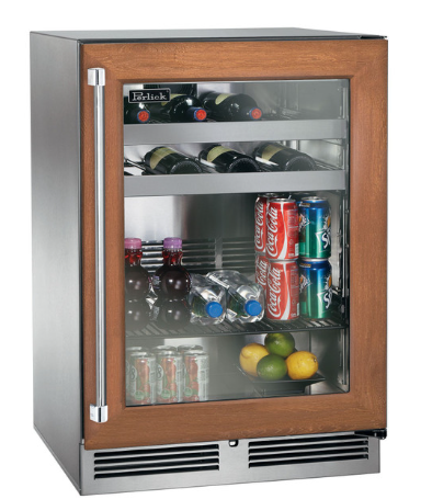 Perlick Signature Series 18" Beverage Center, Panel Ready Glass Door, Hinged Left - HH24BM-4-4L