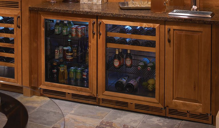Perlick Signature Series 18" Beverage Center, Panel Ready Glass Door, Hinged Left - HH24BM-4-4L