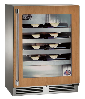 Perlick Signature Series 18" Wine Reserve, Panel Ready Glass Door, Hinged Left - HH24WM-4-4L