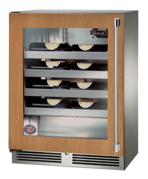 Perlick Signature Series 18"Wine Reserve, Panel Ready Glass Door, Hinged Right - HH24WM-4-4R