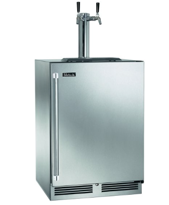 Perlick C-Series 24" Stainless Steel Left-Hinge Double Faucet Outdoor Beverage Dispenser - HC24TO-4-1L-2