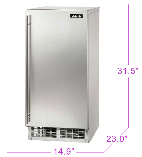 Perlick 15" ADA Compliant Series Cubelet Ice Maker - Solid Stainless Door Left Hinge - H80CIMS-ADL