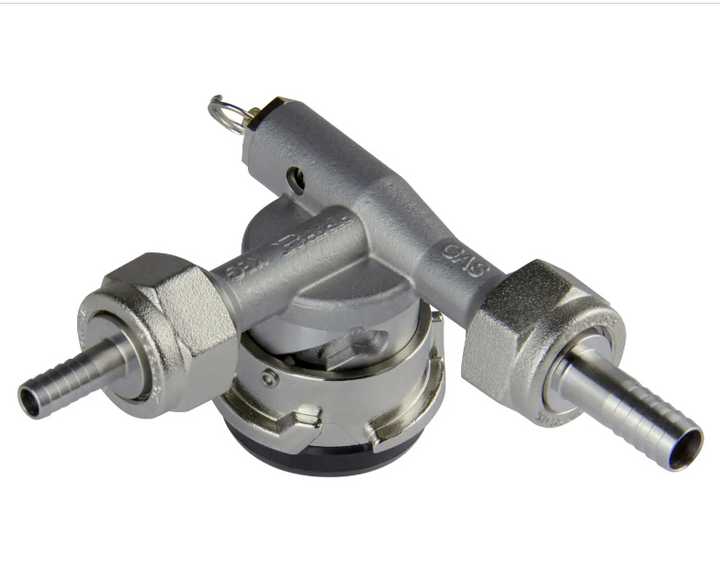 Perlick Lo-Boy Low Profile D System Keg Tap Coupler w/ Pressure Relief - 304 Stainless Steel - 40030SSLD