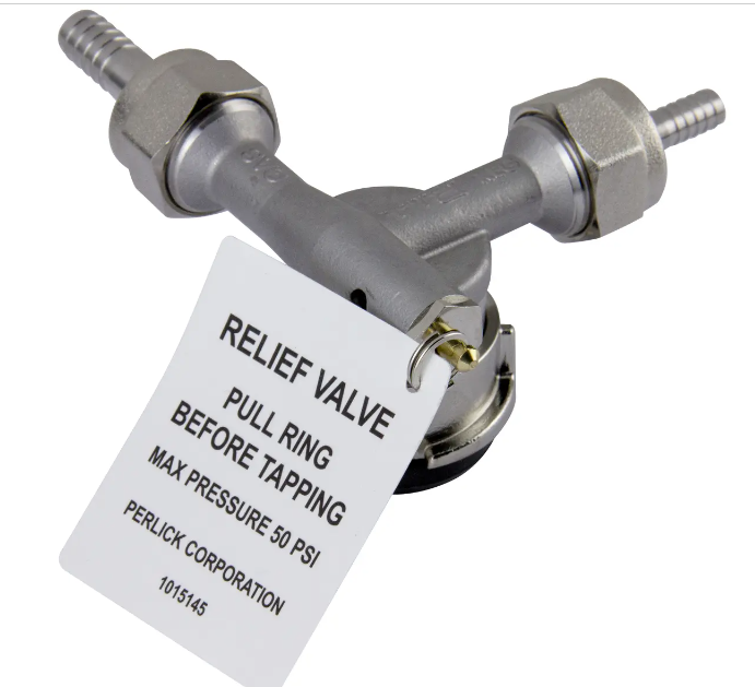 Perlick Lo-Boy Low Profile D System Keg Tap Coupler w/ Pressure Relief - 304 Stainless Steel - 40030SSLD