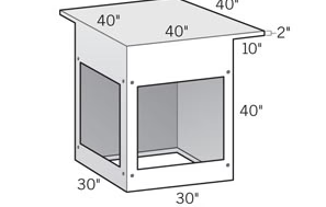 LOC Systems 90 Degree Bar-Height Corner Cabinet with 10" Cantilever - LOCLCT