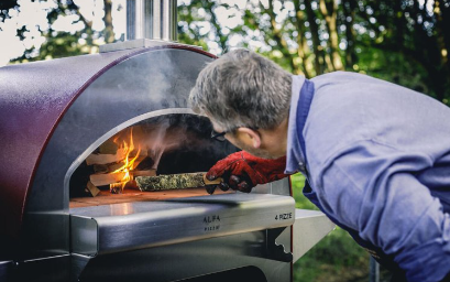 Alfa FX4PIZ-LRAM 4 Pizze 31-Inch Wood-Fired Pizza Oven on Base