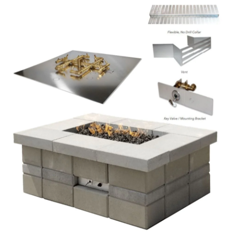 Warming Trends UPKBS Brandon Specialty Paver Kit with Crossfire Brass Burner and Square Aluminum Plate
