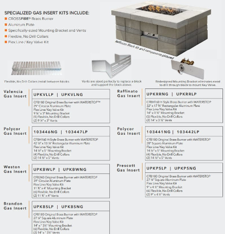 Warming Trends UPKBS Brandon Specialty Paver Kit with Crossfire Brass Burner and Square Aluminum Plate