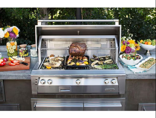 Alfresco 56'' Standard All Grill w/ Cart - Luminous Orange-Gloss