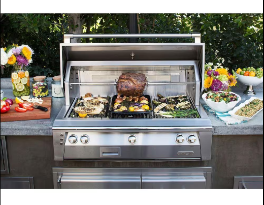Alfresco 56'' Standard All Grill w/ Cart - Raspberry Red-Gloss