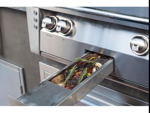Alfresco 56'' Sear Zone Grill On Refrigerated Base - Jet Black-Gloss