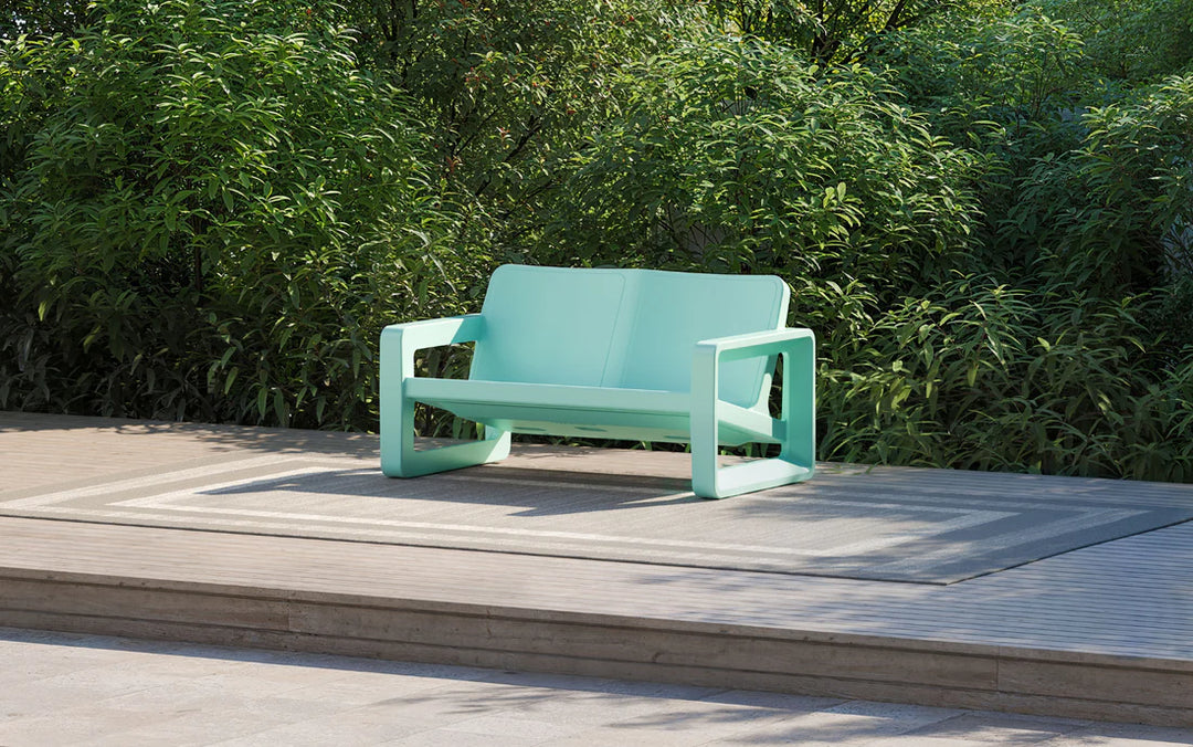Deck Loveseat - Modern Outdoor Resin Loveseat for Patios, Porches & Pool Ledges