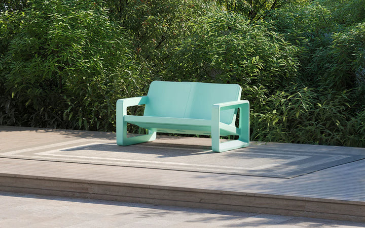Deck Loveseat - Modern Outdoor Resin Loveseat for Patios, Porches & Pool Ledges
