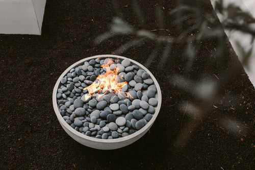 SERENADE 32 Round Bowl Outdoor Fire Pit, 32in Concrete Gas Fire Feature