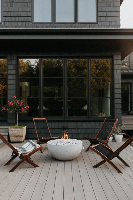 SERENADE 32 Round Bowl Outdoor Fire Pit, 32in Concrete Gas Fire Feature