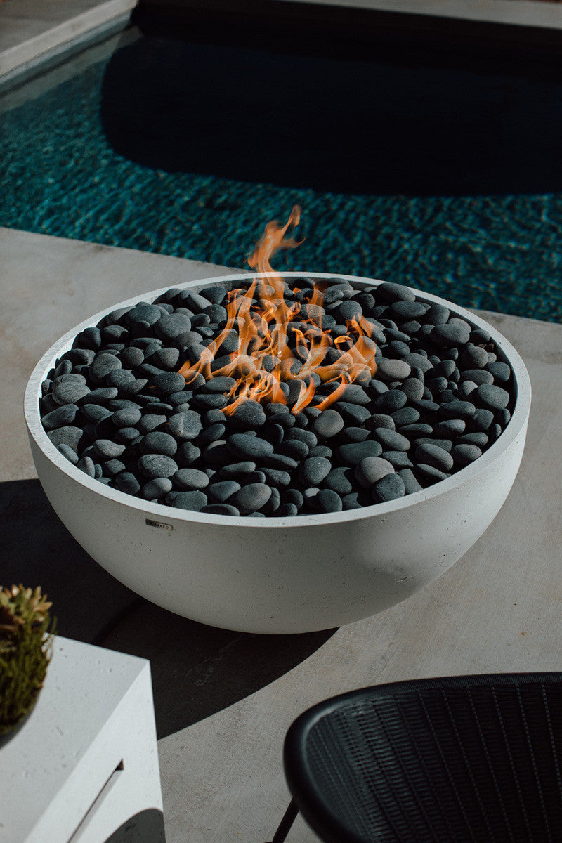 SERENADE 40 Round Bowl Outdoor Fire Pit, 40in Concrete Gas Fire Feature