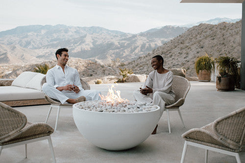 SERENADE 40 Round Bowl Outdoor Fire Pit, 40in Concrete Gas Fire Feature