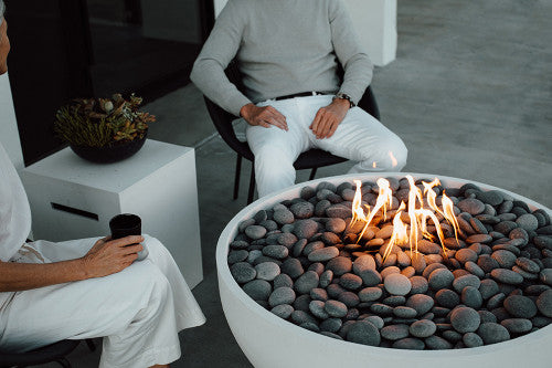 SERENADE 40 Round Bowl Outdoor Fire Pit, 40in Concrete Gas Fire Feature