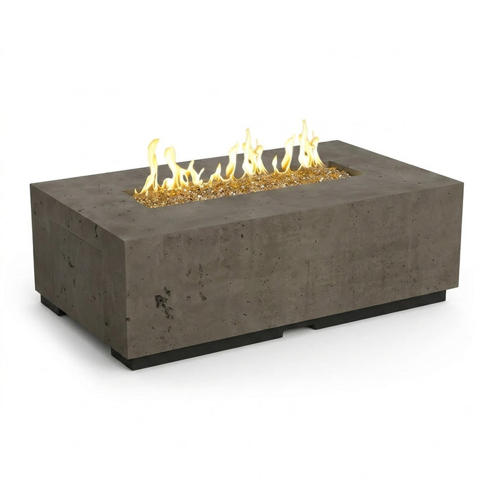 Legend LP Fire Table - 60" x 36" GFRC Outdoor Propane Fire Pit, Coffee-Table Height, 36" Stainless Linear Burner (LP Only, Manual Flame Sensing, Hidden Tank Drawer)