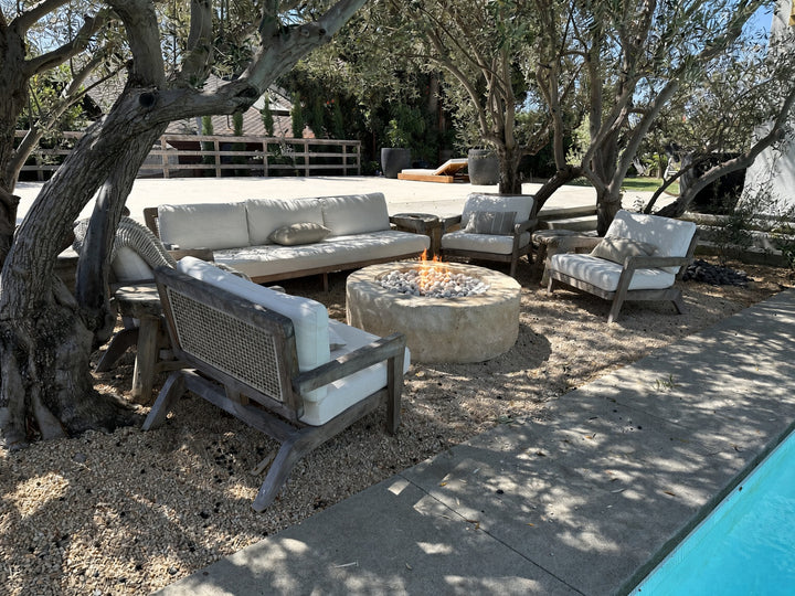 Hand Carved Solid Travertine Stone fire pit
