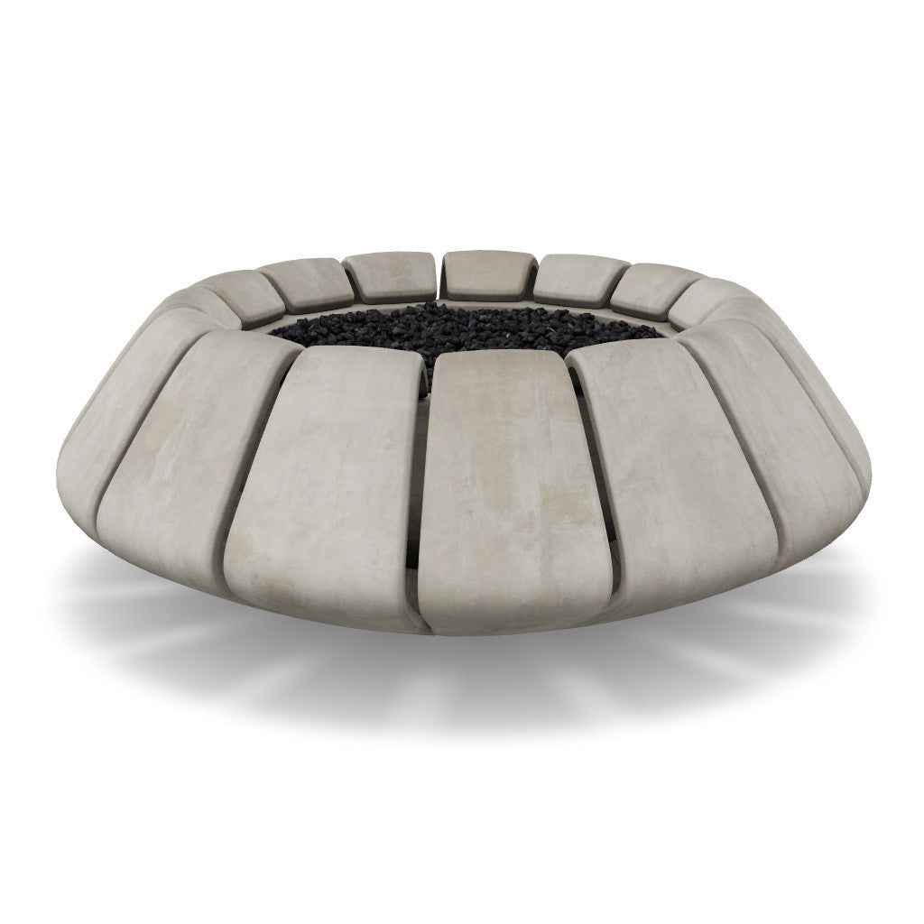 Sunflower Fire Bowl – 48" Round Hand-Crafted Concrete Gas Fire Pit (65,000 BTUs, Propane/Natural Gas)