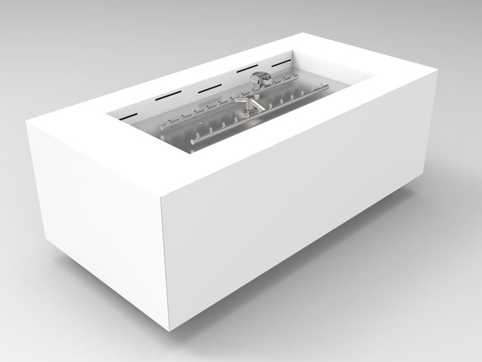 HPC Fire Tejas 48" x 24" Assembled Metal Fire Pit Enclosure, Torpedo Burner, Push Button / Flame Sensing Ignition