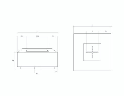 Tavola 42 Fire Table – 42" Square Hand-Crafted Concrete Gas Fire Pit (65,000 BTUs, Propane or Natural Gas)