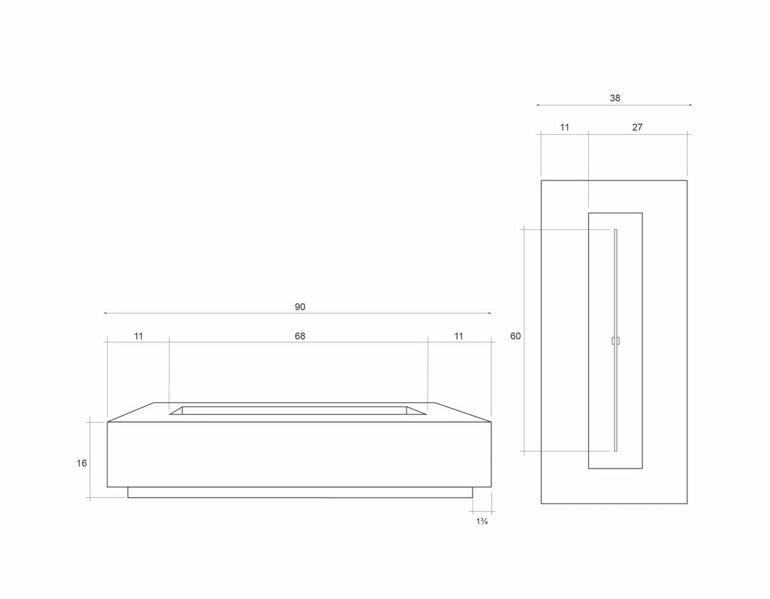 Tavola 6 Fire Table – 90" Rectangular Hand-Crafted Concrete Gas Fire Pit (90,000 BTUs, Propane or Natural Gas)