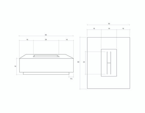 Tavola 7 Fire Table – 60" Rectangular Hand-Crafted Concrete Gas Fire Pit (65,000 BTUs, Propane or Natural Gas)