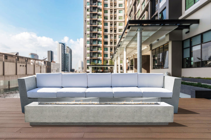 Tavola 110 Fire Table – 110" Extra-Long Rectangular Hand-Crafted Concrete Gas Fire Pit (90,000 BTUs, Propane or Natural Gas)