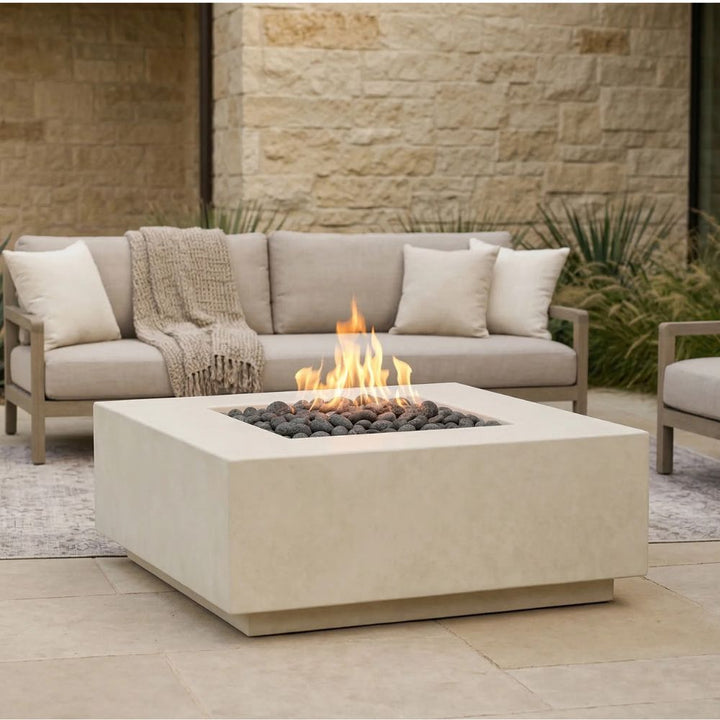 Tavola 2 Fire Table – 36" Square Hand-Crafted Concrete Gas Fire Pit (65,000 BTUs, Propane or Natural Gas)